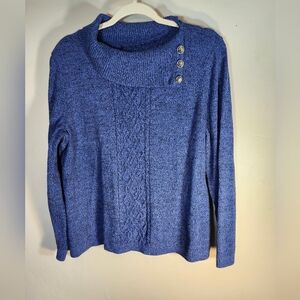 Christopher & Banks 100% Cotton Blue Sweater with Button Detail Sz L